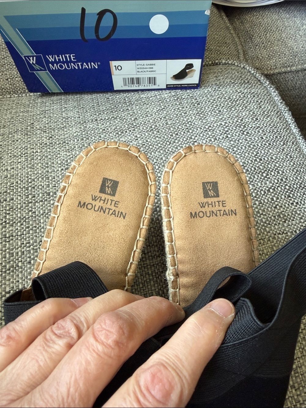 NEW in box White Mountain Gabbie Black Espadrille Wedge Sandal Size 10 - Picture 3 of 8